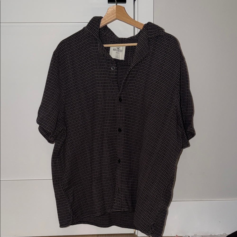 Hollister Dark Gray Patterned Shirt Jacket